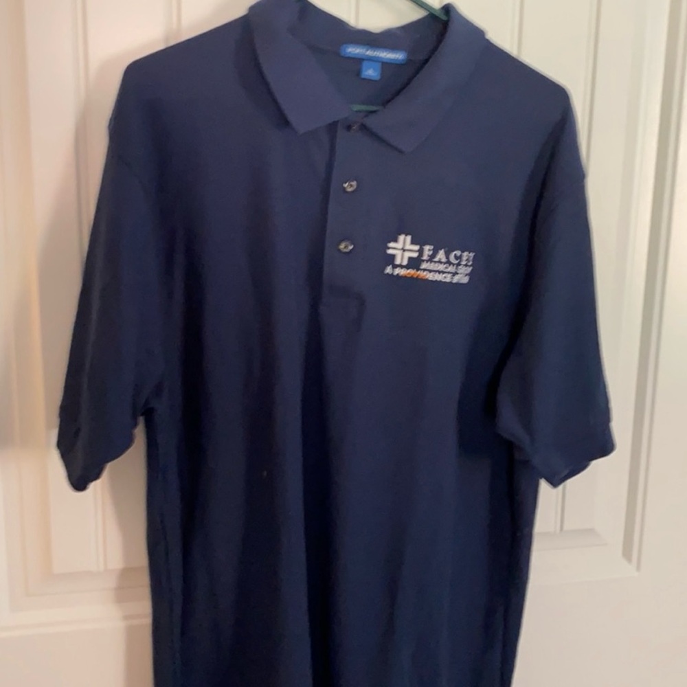 E139 Port Authority Navy Facey Medical Group Polo Shirt Men's Sz L NWOT